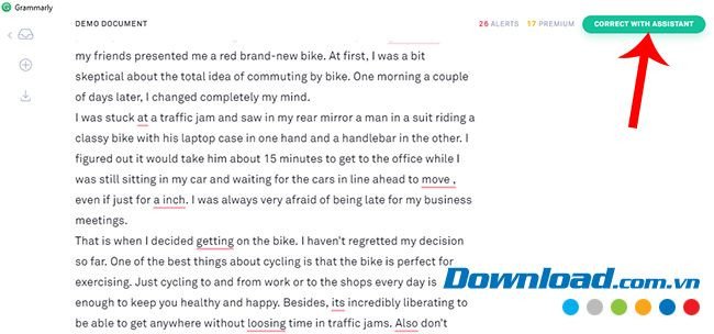 Grammarly phát hiện các lỗi chính tả và ngữ pháp trong văn bản