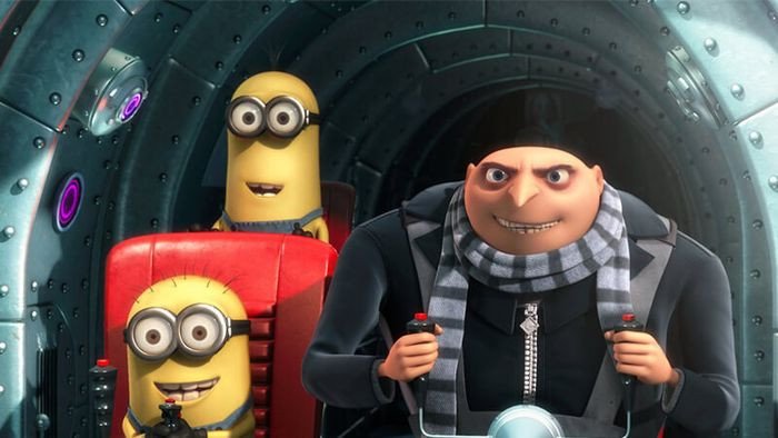 Gru và đội quân Minions vàng tinh nghịch trong phim hoạt hình tiếng Anh Kẻ Cắp Mặt Trăng