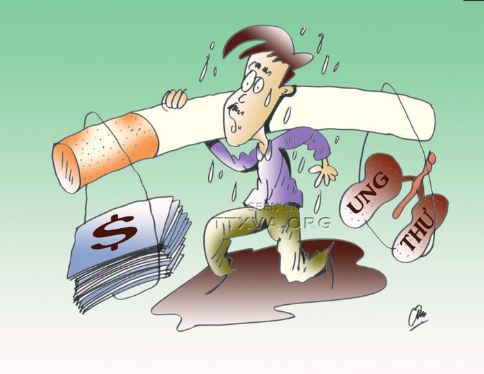 Hình ảnh một người đang ho và ôm ngực, biểu hiện tác hại của thuốc lá đến hệ hô hấp và tim mạch