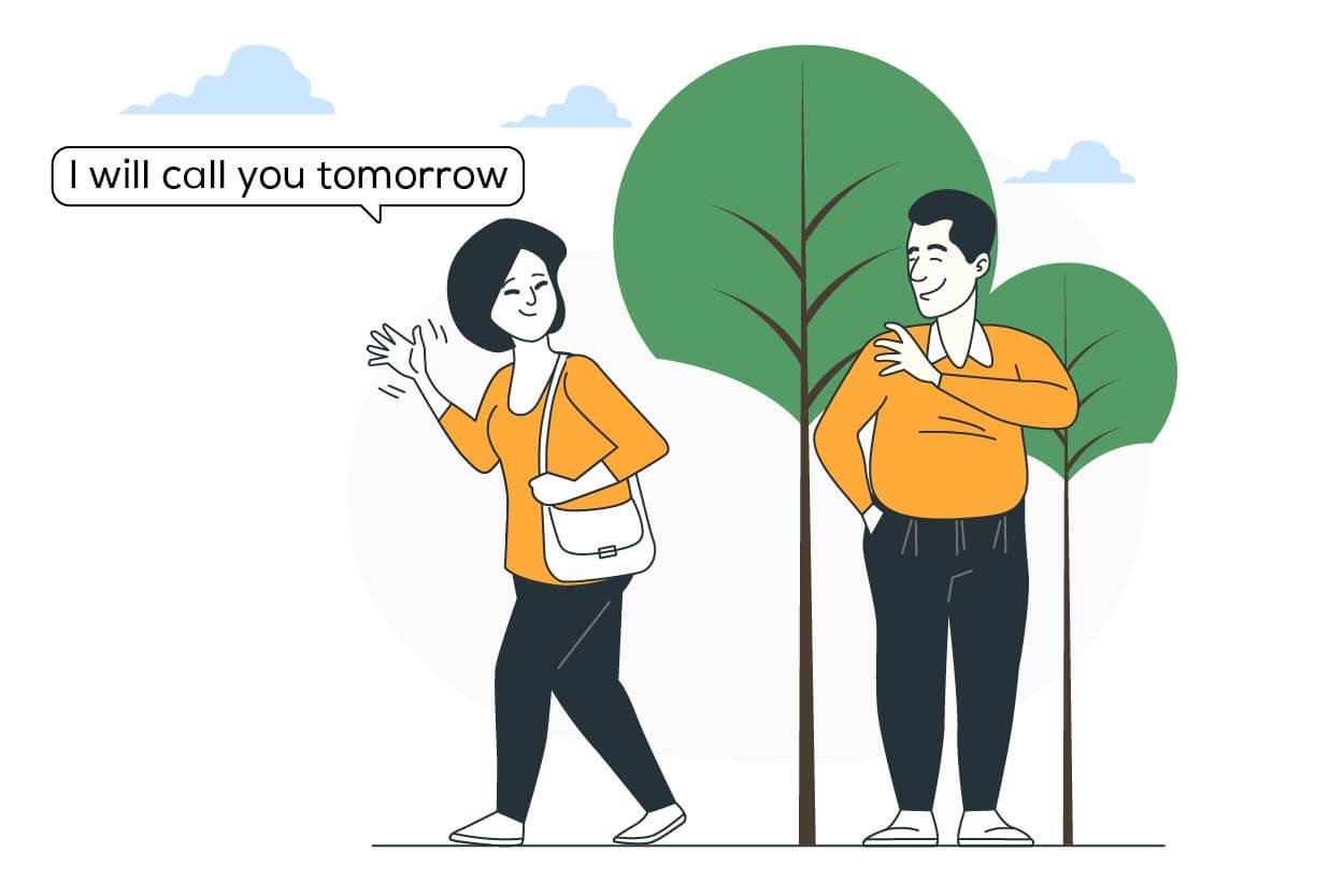 Hình ảnh người đang gọi điện thoại, minh họa cách sử dụng thì tương lai đơn trong tiếng Anh.