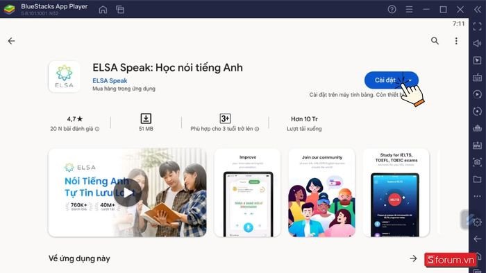 Hoàn tất cài đặt ELSA SPEAK trên máy tính bằng giả lập