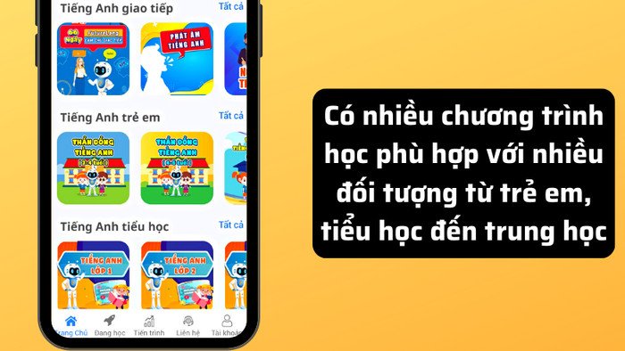 Học sinh sử dụng ứng dụng học tiếng Anh Future Lang trên điện thoại di động