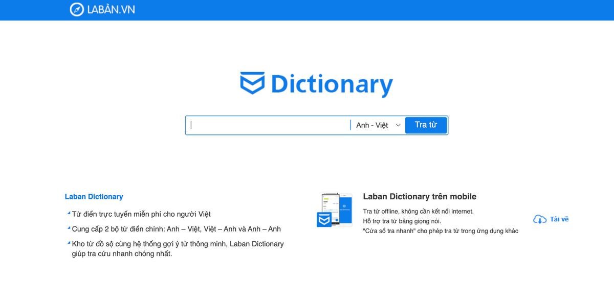 Laban Dictionary hỗ trợ tra cứu từ điển Anh Việt Anh