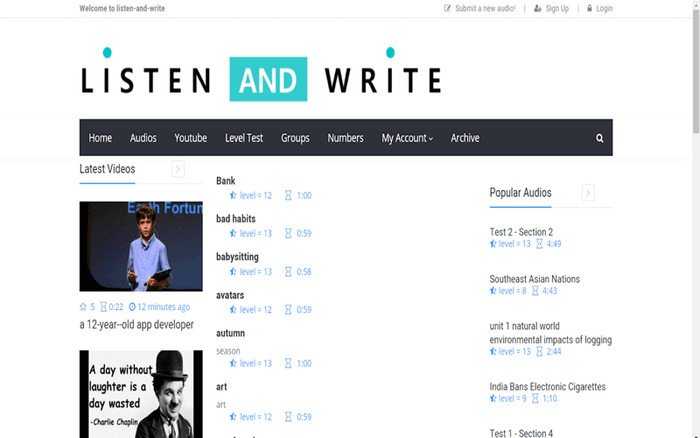 Listen and Write - trang luyện nghe điền từ và chính tả tiếng Anh