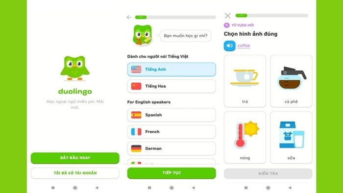 Màn hình cài đặt mục tiêu học tập hàng ngày trên Duolingo, giúp người dùng duy trì động lực và tiến bộ.