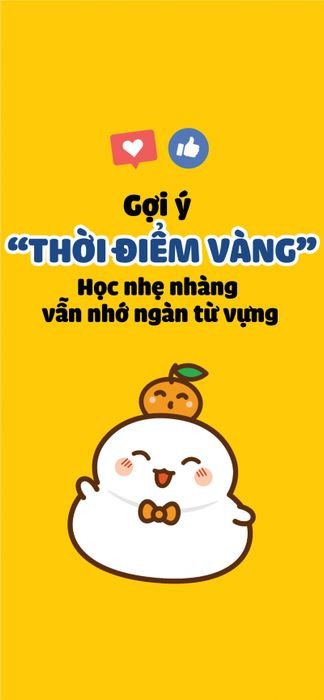 Màn hình MochiMochi với nhân vật Mochi đáng yêu, hiển thị từ vựng tiếng Anh.