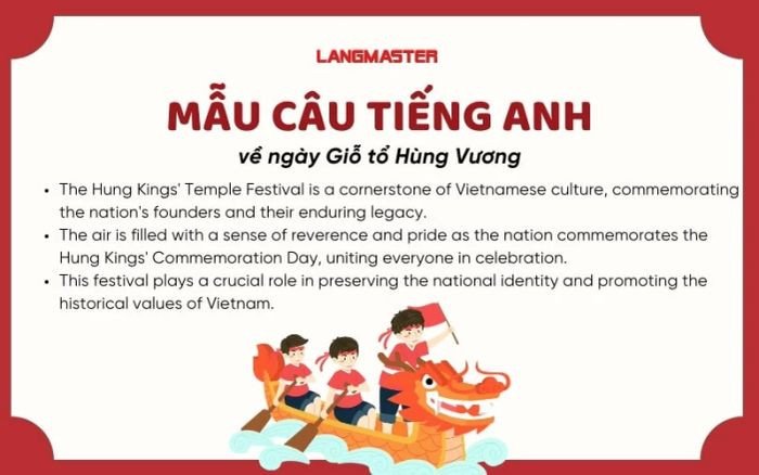 Mẫu câu tiếng Anh diễn đạt ý nghĩa Ngày Giỗ Tổ Hùng Vương