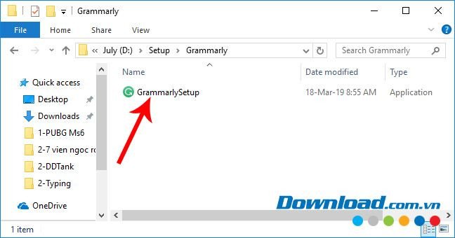 Mở file cài đặt Grammarly để tiến hành thiết lập