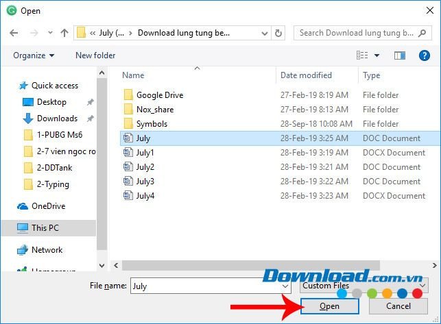 Mở file tài liệu có sẵn để Grammarly kiểm tra ngữ pháp