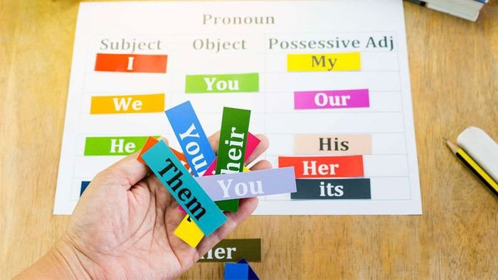 Người học tiếng Anh suy nghĩ về các nguyên tắc sử dụng đại từ chính xác.
