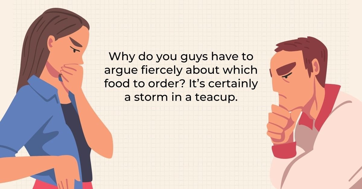 Người phụ nữ bực bội trước cơn bão trong tách trà, biểu thị chuyện bé xé ra to
