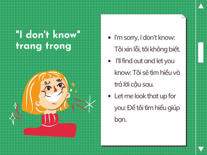 Người phụ nữ chuyên nghiệp suy nghĩ về các cách nói khác của I don't know lịch sự trong công việc