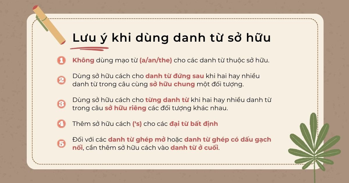 Quy tắc quan trọng khi sử dụng danh từ sở hữu trong tiếng Anh, giúp tránh nhầm lẫn về sở hữu cách