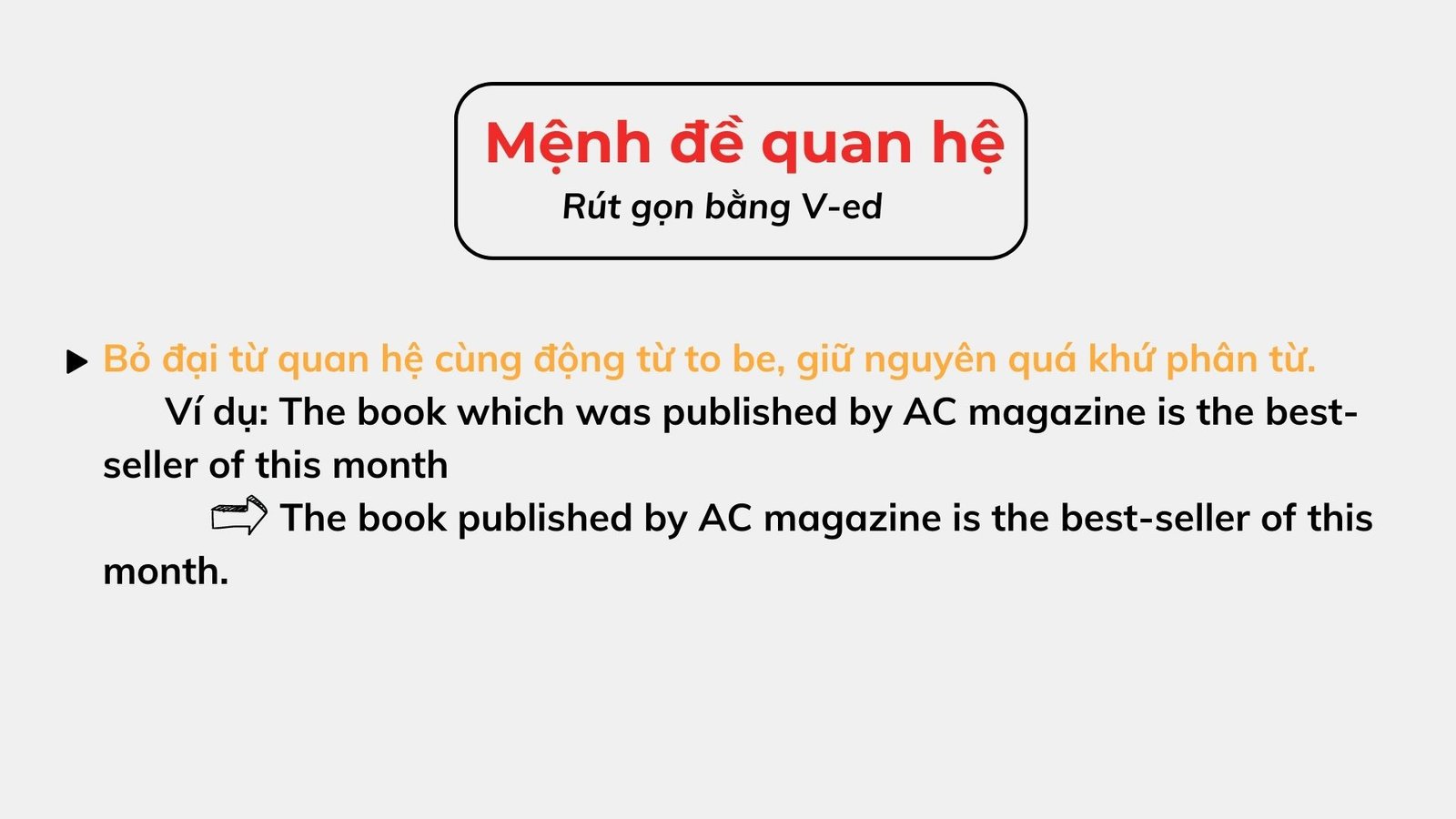 Quy tắc rút gọn mệnh đề quan hệ bằng V-ed bị động