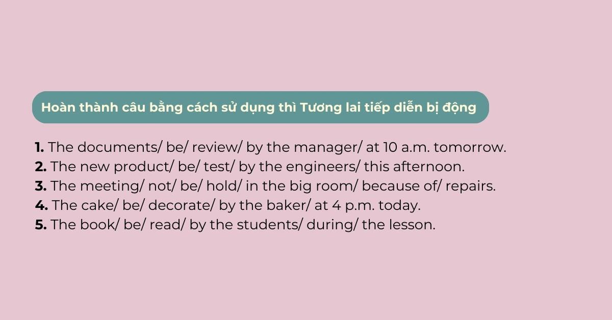 Sơ đồ cấu trúc câu bị động thì tương lai tiếp diễn trong tiếng Anh