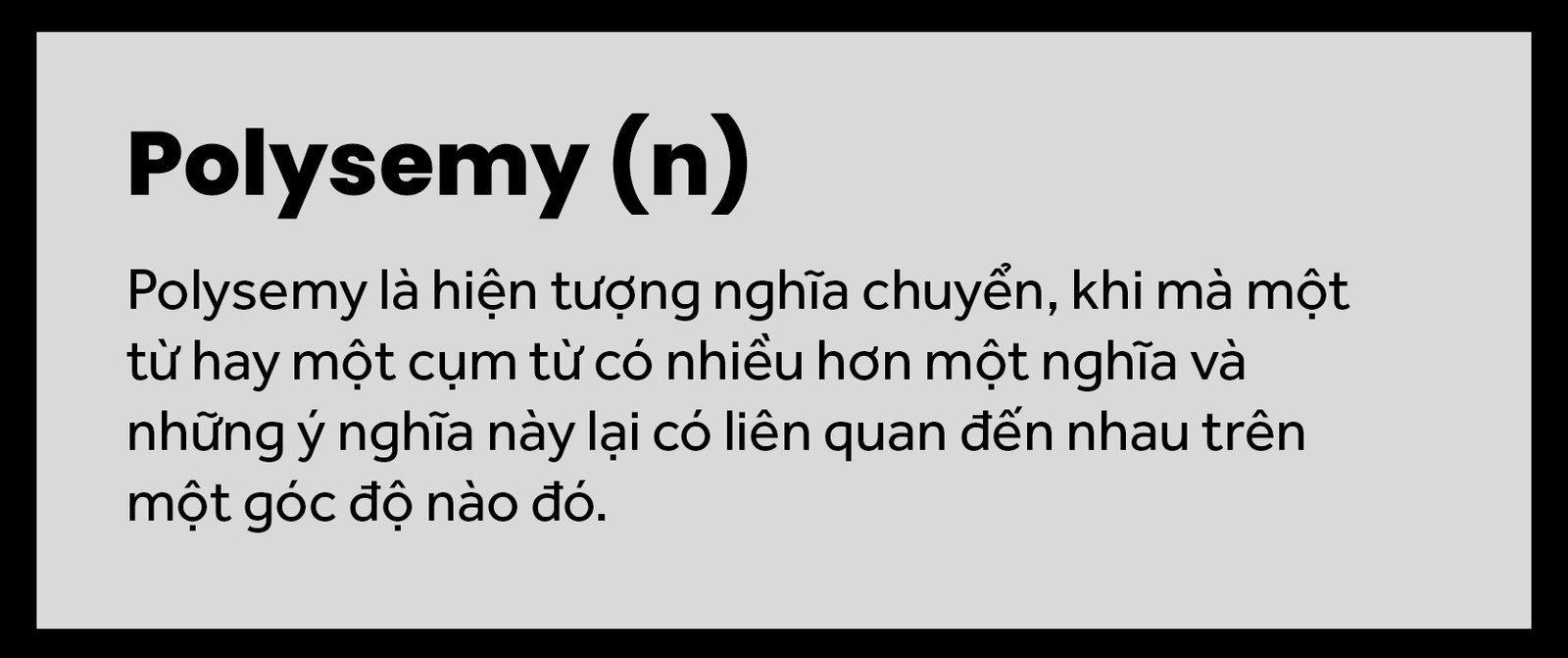 Sơ đồ minh họa định nghĩa nghĩa chuyển Polysemy trong tiếng Anh