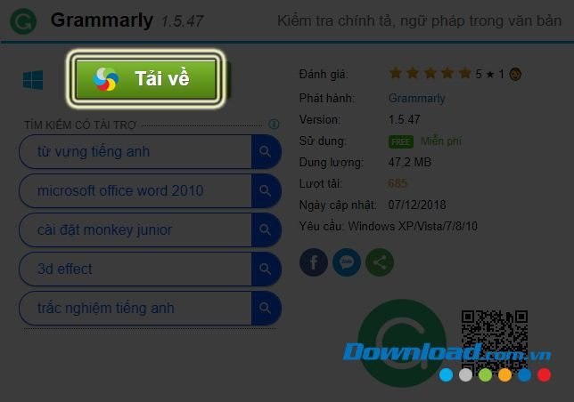 Tải Grammarly cho máy tính để hỗ trợ kiểm tra ngữ pháp tiếng Anh