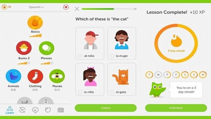 Thử thách cá nhân hóa trên Duolingo, giúp người học củng cố kiến thức theo từng chủ đề cụ thể.