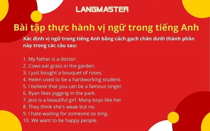 Thực hành xác định vị ngữ trong tiếng Anh qua bài tập vận dụng