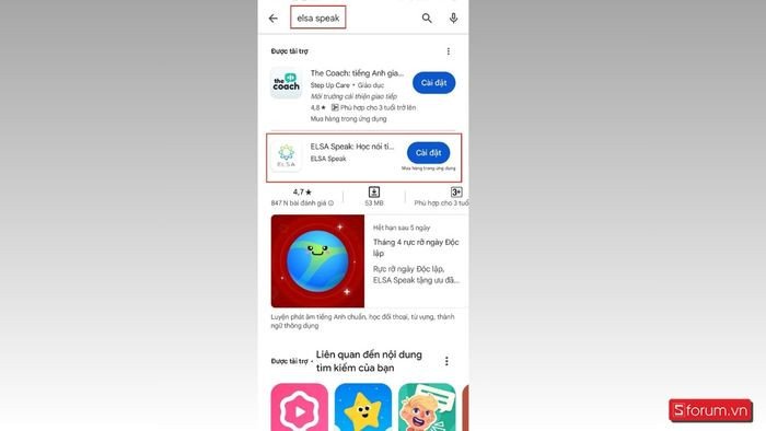 Tìm kiếm và tải ứng dụng ELSA SPEAK trên Google Play Store