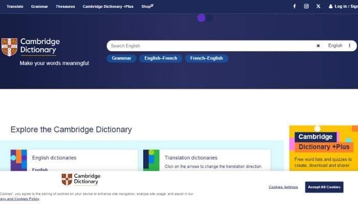 Trang chủ Cambridge Dictionary hỗ trợ từ điển và ngữ pháp