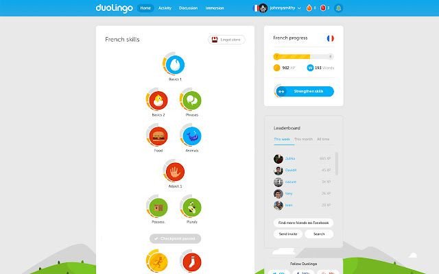 trang web học tiếng Anh cho bé Duolingo vui nhộn
