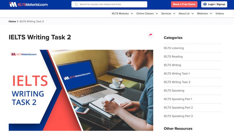 Trang web tự học IELTS online IELTSMaterial.com với kho tài liệu phong phú