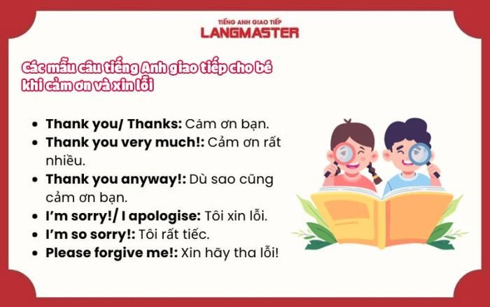 Trẻ em nói cảm ơn và xin lỗi bằng tiếng Anh lịch sự