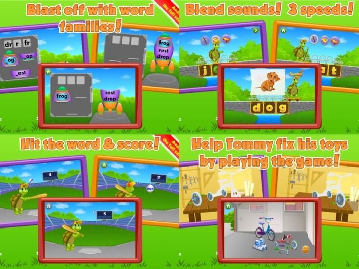 Trò chơi tương tác giúp trẻ em học đọc và ghép từ trong Learn to Read with Tommy Turtle