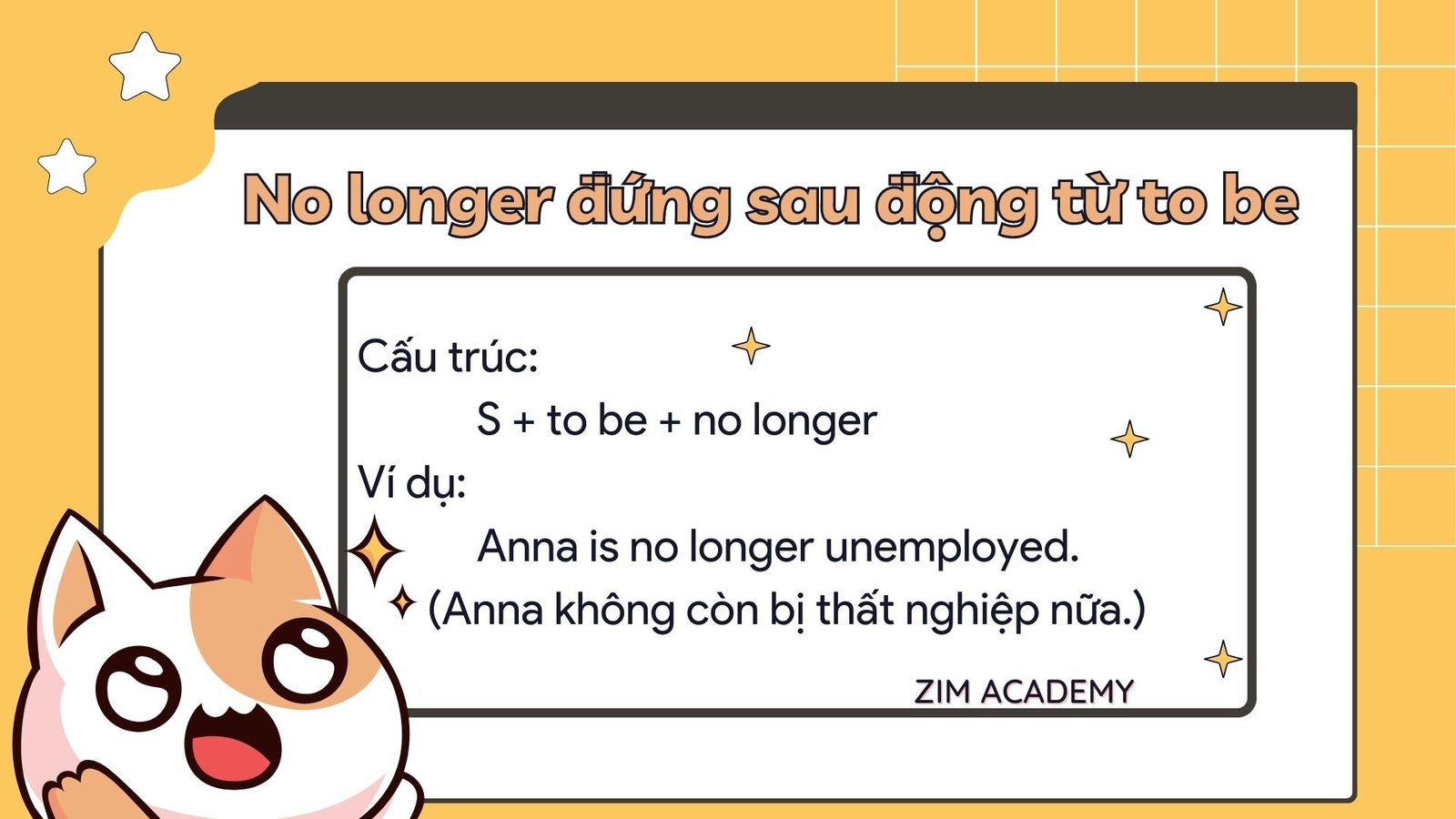 Ví dụ minh họa cấu trúc no longer đặt sau động từ to be để diễn tả sự thay đổi
