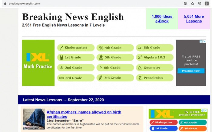 Website Breaking News English với các bài nghe tin tức tiếng Anh