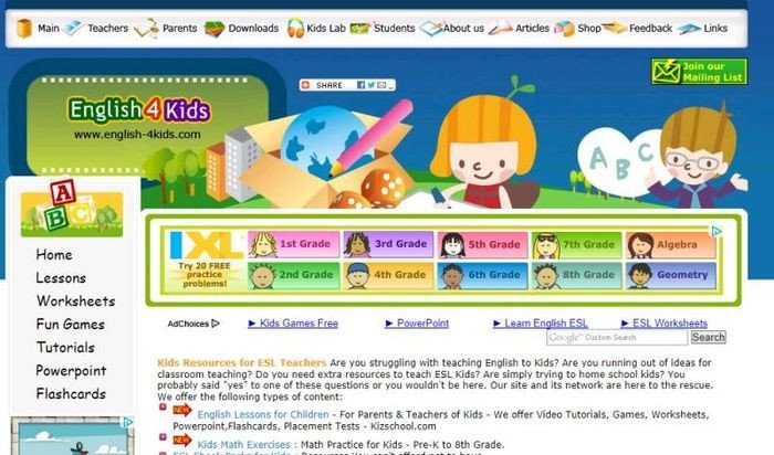 website học tiếng Anh cho bé English 4kids