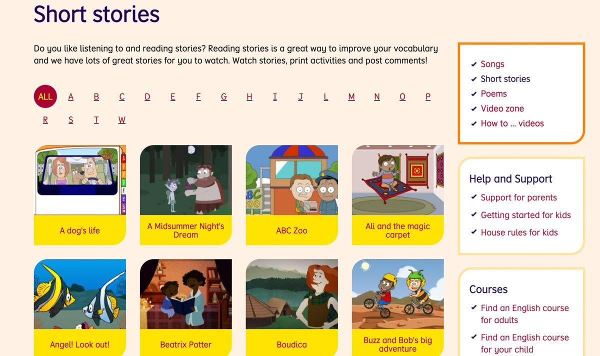 Website LearnEnglish Kids của British Council, cung cấp các câu chuyện ngắn dễ đọc, phù hợp cho người học tiếng Anh mới bắt đầu rèn luyện kỹ năng đọc mở rộng.