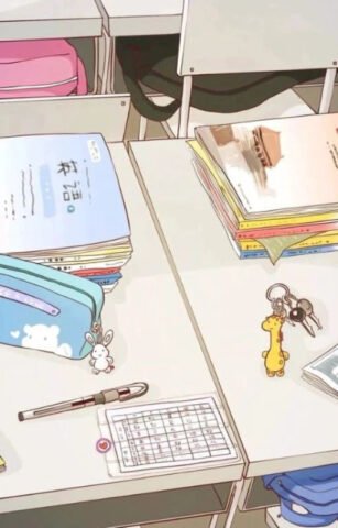 Ảnh nền học tập lofi với sách vở và ánh sáng ấm áp