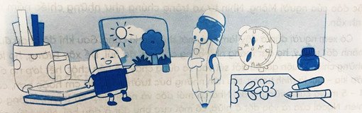 Bài tập điền dấu câu thích hợp, giúp học sinh mô tả đồ dùng học tập và các vật dụng trong cuộc sống.