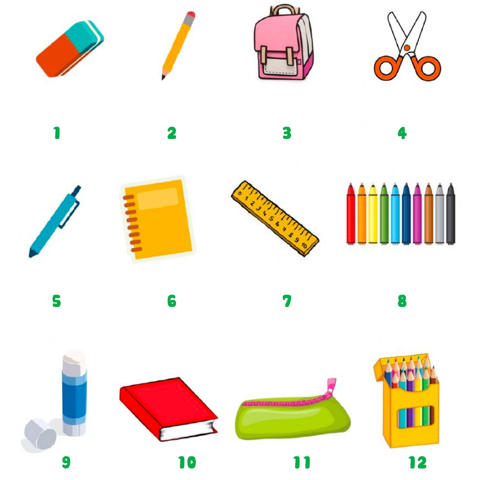 Bài tập đoán từ vựng tiếng Anh về đồ dùng học tập