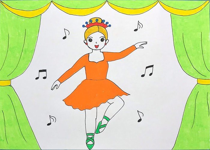 Bé gái đang tập múa với sự duyên dáng