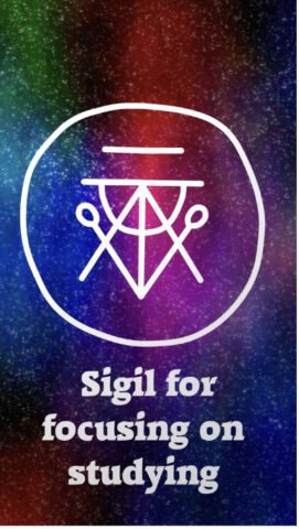 Biểu tượng sigil học tập được vẽ tay cẩn thận, tượng trưng cho ý chí thi cử