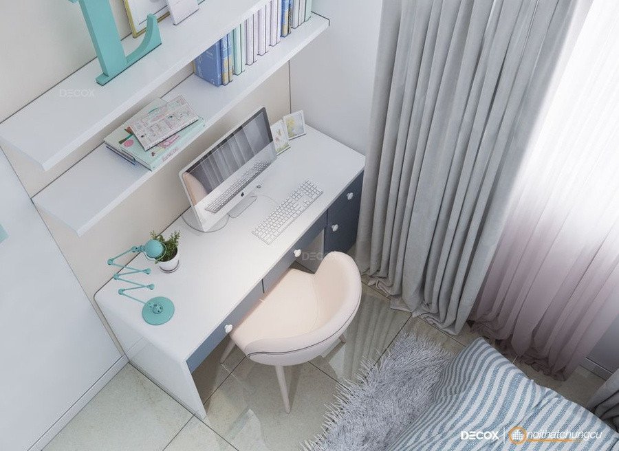 Bộ bàn ghế và kệ sách là những người bạn không thể thiếu trong bất kỳ góc học tập nào của bé