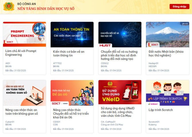 Bước 1 đăng nhập tài khoản công dân học tập