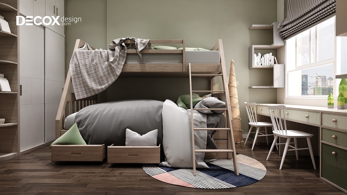 Cửa sổ lớn giúp góc học tập cho bé nhận được nhiều ánh sáng tự nhiên nhất
