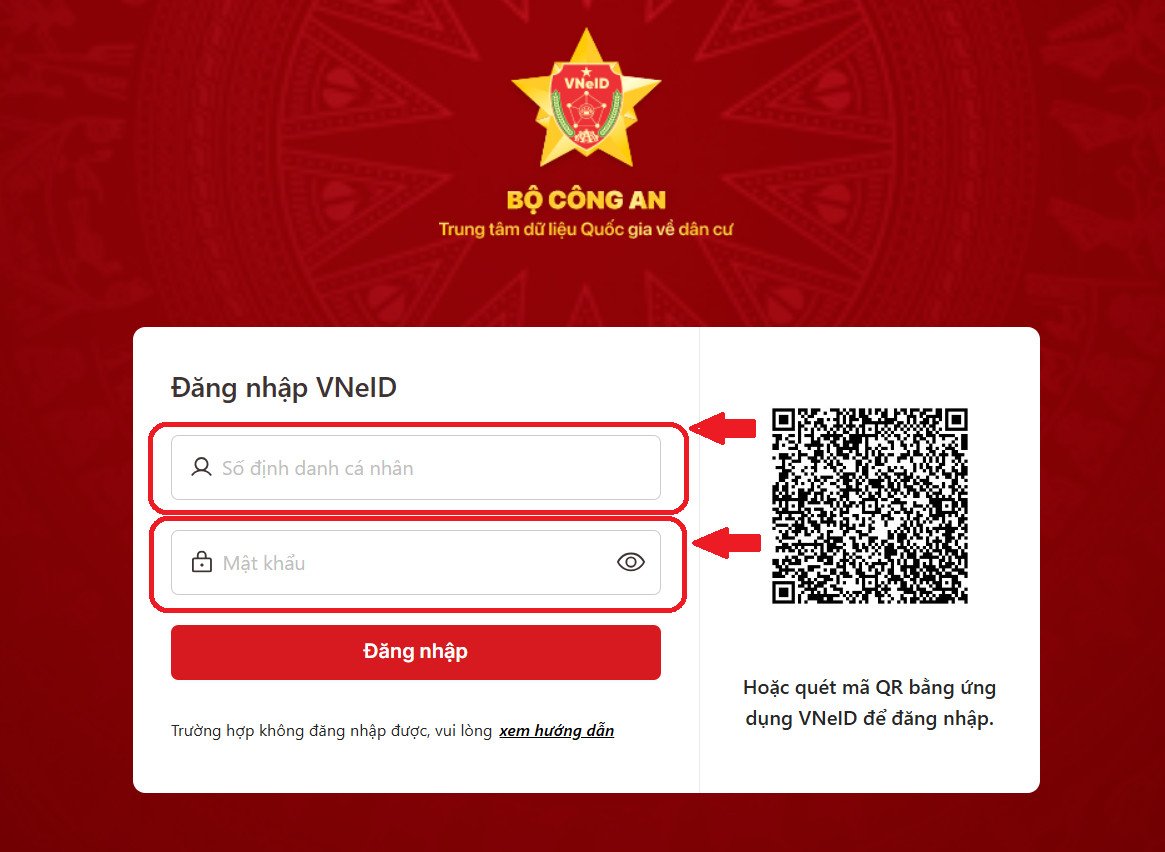 Đăng nhập trực tiếp VNeID tài khoản công dân học tập