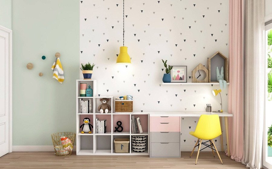 Góc học tập dễ thương màu pastel