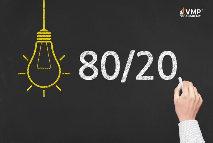 Hình ảnh minh họa nguyên tắc 80/20 trong học tập, cho thấy 80% thành quả đến từ 20% nỗ lực.