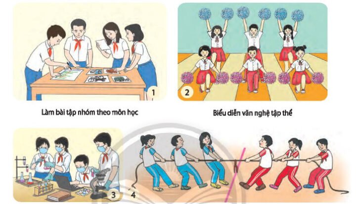 Học sinh cùng nhau làm bài tập nhóm