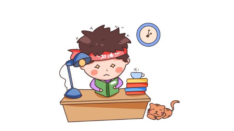 Học sinh mệt mỏi ôn thi nhưng vẫn đáng yêu, hình ảnh học tập cute của sự kiên trì