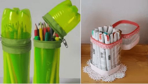 Hộp bút có khóa kéo làm từ chai nhựa