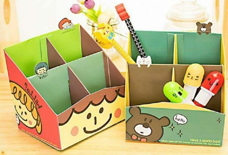 Kệ đựng đồ dùng học tập cute nhiều ngăn từ bìa các tông