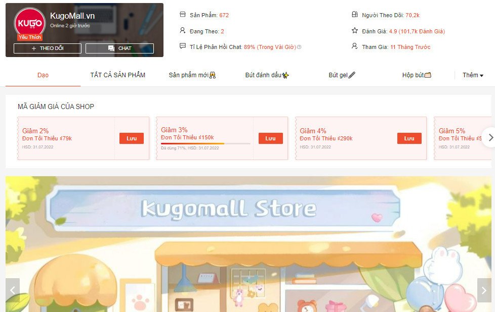 Kugomall.vn - Shop đồ dùng học tập cute trên Shopee