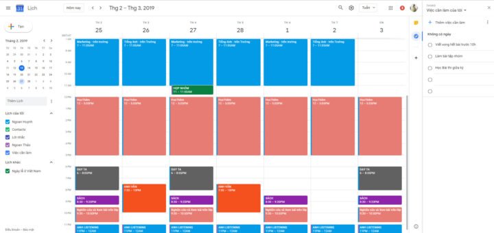 Lịch biểu Google Calendar